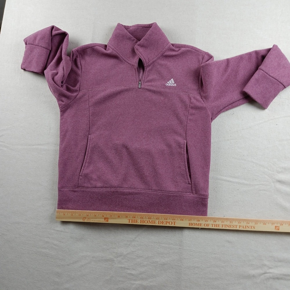 Adidas Golf Womens Medium Berry Purple Heather QTR Zip Kangaroo Pocket Pullover - Picture 12 of 12
